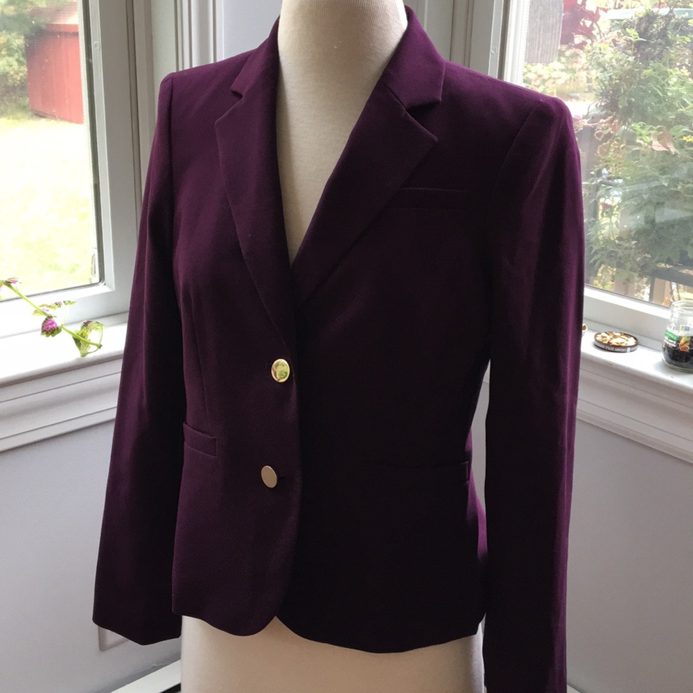 Plum Blazer With Gold Buttons